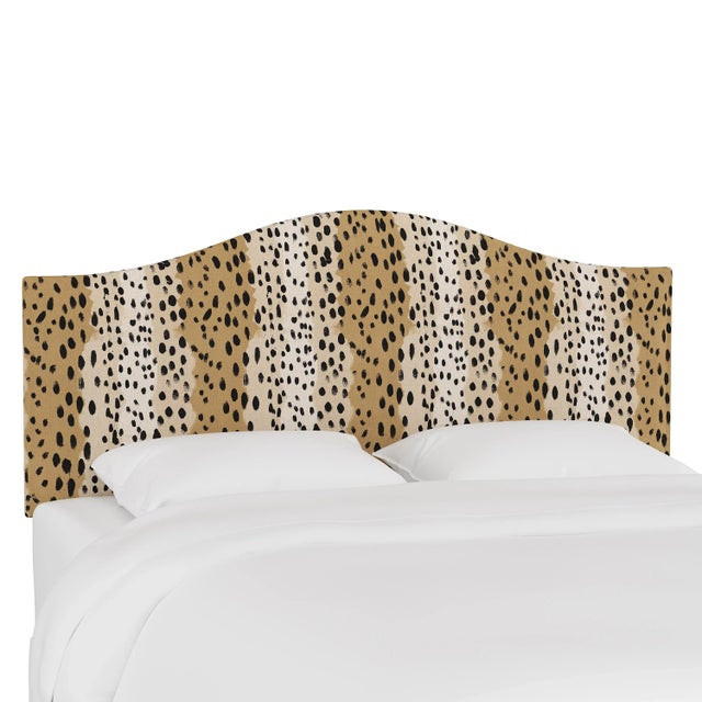 Kenmore Headboard in Caramel Linen Leopard, California King For Sale In Chicago - Image 6 of 6