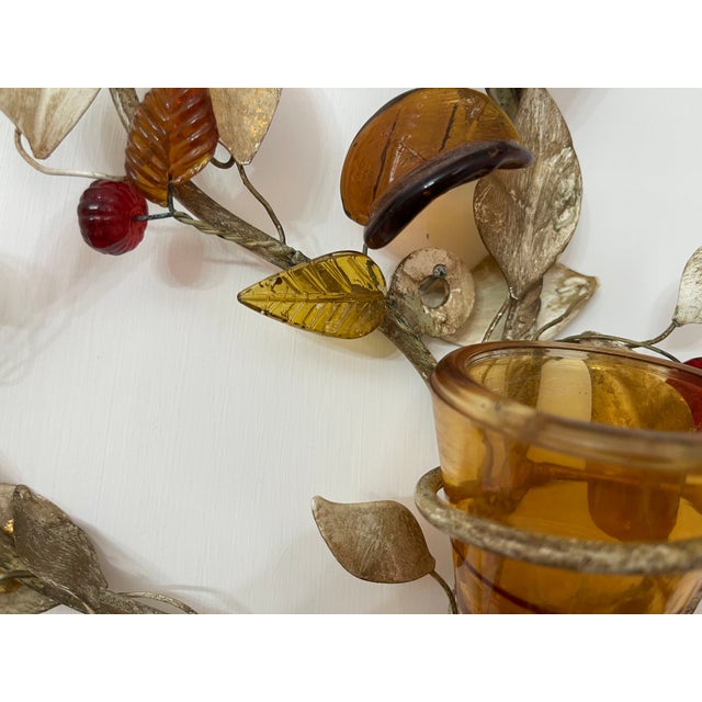 Goldenrod Italian Murano Glass and Florentine Tole Wall Sculpture by Jordan, 1950s For Sale - Image 8 of 15