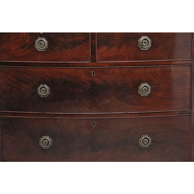 Hollywood Regency Antique Flame Mahogany Bowfront Chest, 1820 For Sale - Image 3 of 12