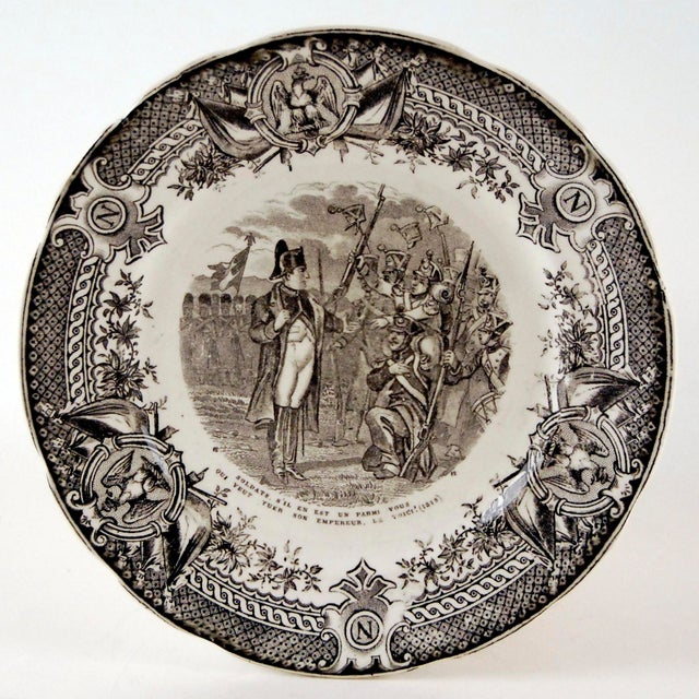 Vintage French Digoin & Sarreguemnes Faience 'Napoleon' Plates - Complete Set of 12 For Sale - Image 12 of 13