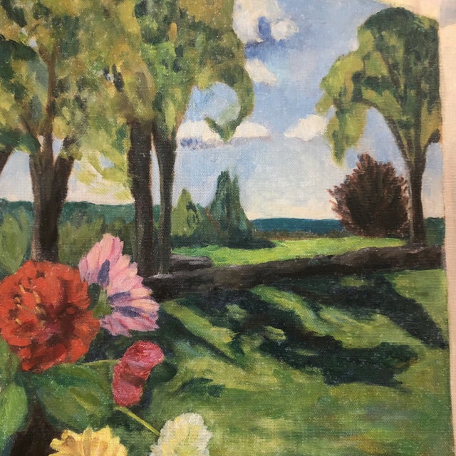 Impressionist Original Vintage Room With a View Still Life /Landscape Painting 1960’s For Sale - Image 3 of 6