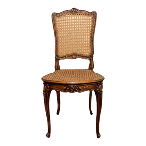 Early 20th Century Louis XV Style Fruitwood Cane Seat Chair