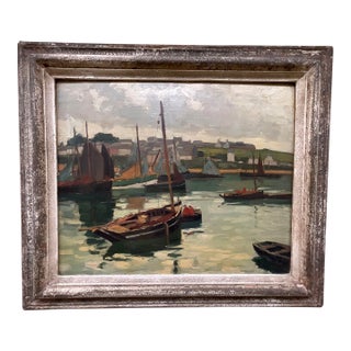 French Impressionist Harbor Scene Oil Painting Lucien Lefebvre-Foinet Paris For Sale