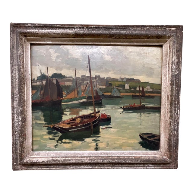 French Impressionist Harbor Scene Oil Painting Lucien Lefebvre-Foinet Paris For Sale