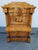 Typical Berlin Biedermeier secretary desk, with pedestal and drawer, Schinkel roof, calf teeth, and below it a beautifully...