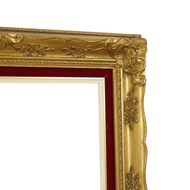 Vintage Baroque Style Gilded and Red Velvet Frame For Sale - Image 9 of 18