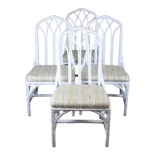 Set of 4 White Cathedral Chairs by Henry Link For Sale