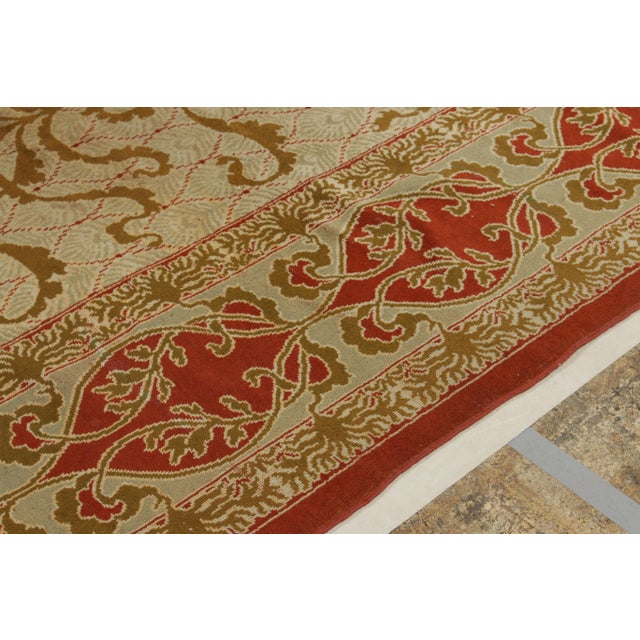 1920s Hand-Knotted Antique Art Nouveau Rug in Red, Green, Brown Floral Pattern For Sale - Image 5 of 8