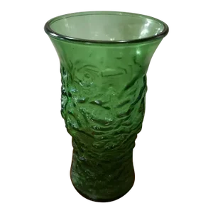 Vintage E.O. Brody Co. Crinkle Glass Green Vase