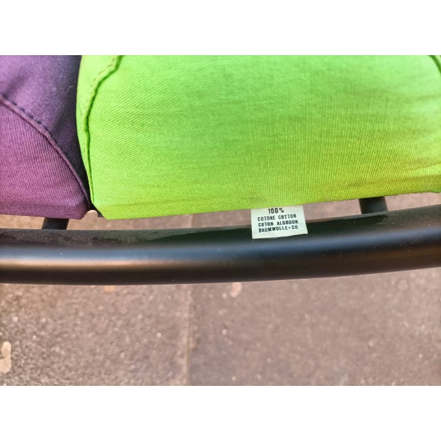 Armchair in Black Lacquered Iron with Colored Fabric Cylinders, 1980s For Sale - Image 11 of 12