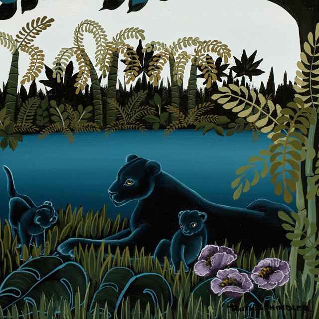 Pair of Jungle Paintings With Animals by Ruth Schindler For Sale - Image 15 of 18