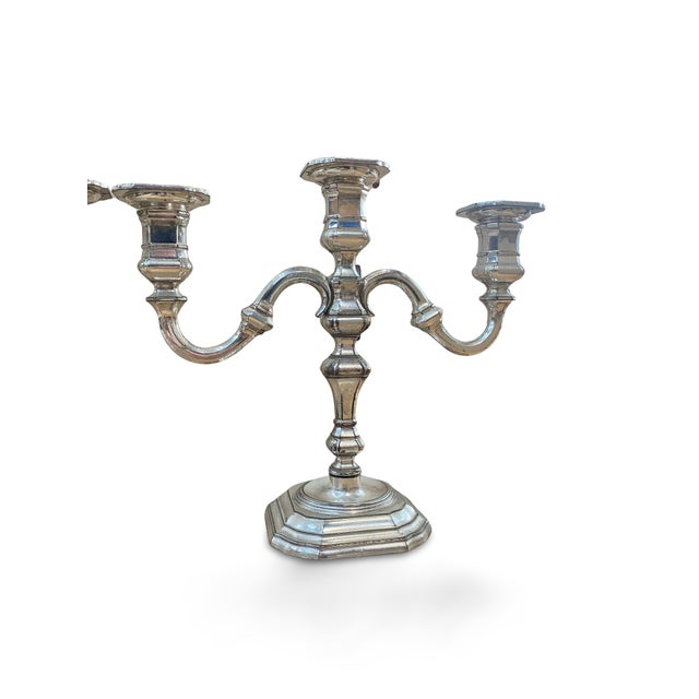 Mid-Century Modern Vintage German Silver-Plated Metal Candleholders, 1960, Set of 2 For Sale - Image 3 of 17