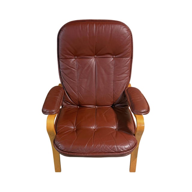Mid 20th Century Danish Modern Bentwood Leather Armchair For Sale - Image 6 of 6