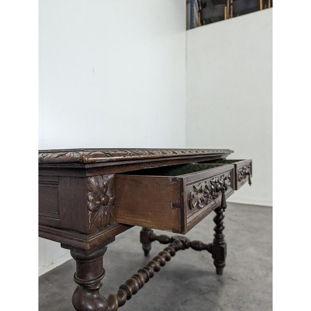 Louis XIII Style Oak Desk For Sale - Image 3 of 6