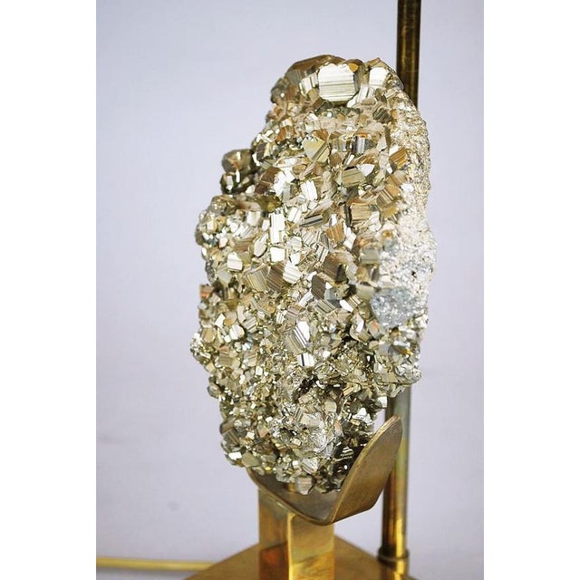 Beige Mid-Century Pyrite Stone Table Lamp For Sale - Image 8 of 15