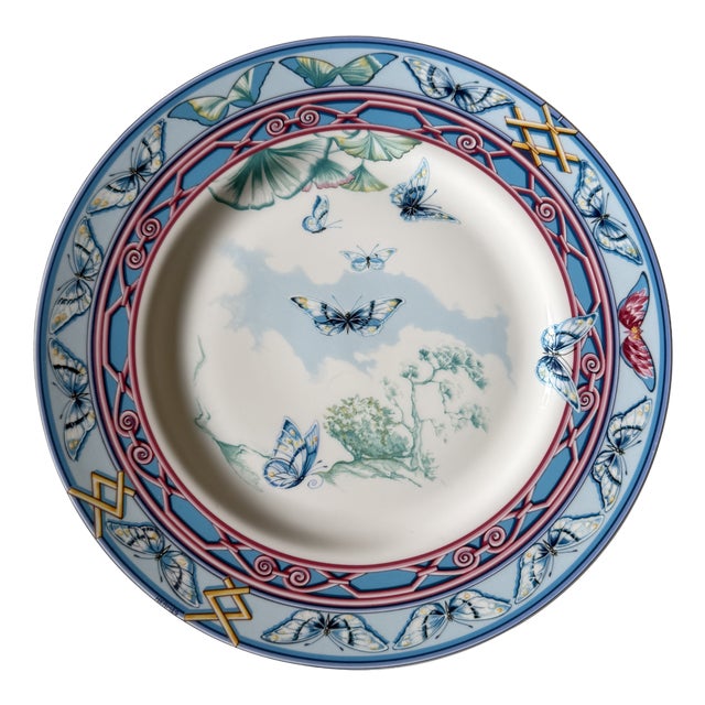 Le Jardin Des Papillons Dinner Plate 27 from Hermès Porcelaine Paris, 1990s For Sale