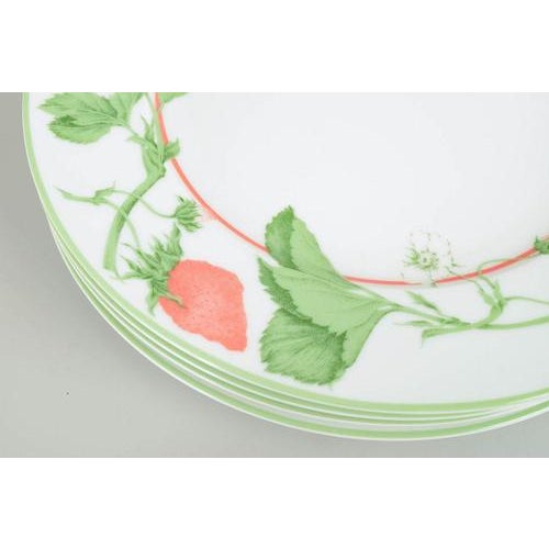 Porcelain Fraise Series Charger Plates by Bill Goldsmith for Limoges, 1980s, Set of 4 For Sale - Image 3 of 5