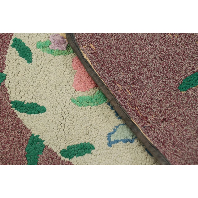 Textile Antique Hooked Rug in Purple With Floral Medallion & Patterns From Rug & Kilim For Sale - Image 7 of 7