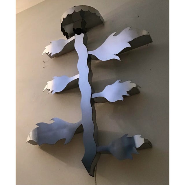 Mid 20th Century Vintage Modern Chrome Tree Design Wall Shelf With Lights For Sale - Image 5 of 13