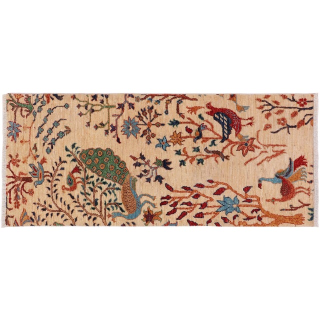 Shabby Chic Ziegler Beige/Rust Wool Runner Rug- 2'1'' X 4'11'' For Sale - Image 9 of 10