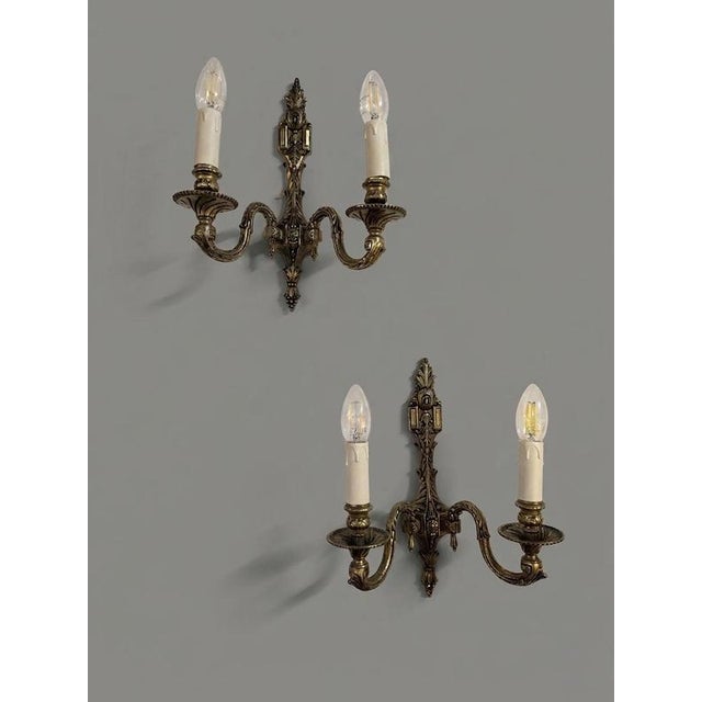 Antique French Bronze Wall Sconce, Set of 2 For Sale - Image 4 of 5