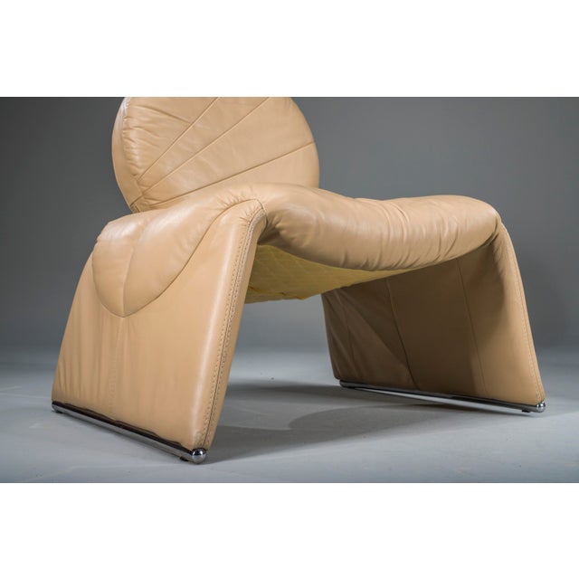 Animal Skin Calipso C35 Lounge Chairs in Leather attributed to Saporiti, Italy, 1980s, Set of 2 For Sale - Image 7 of 15