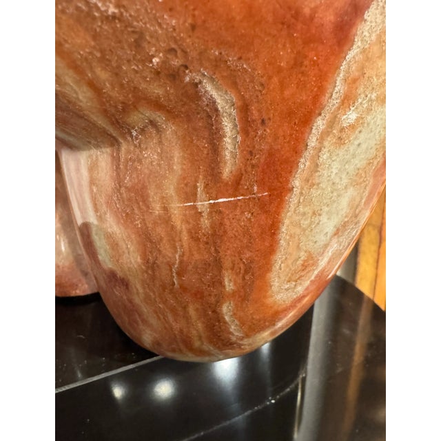 Stone Italian 1980 Signed Marble Female Torso Sculpture on Rotating Black Lacquered Pedestal For Sale - Image 7 of 8