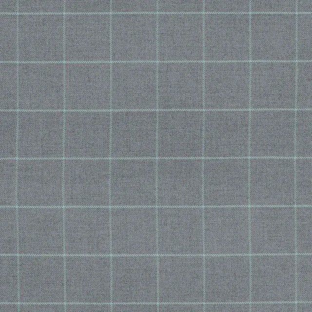 Schumacher Bancroft Wool Plaid Fabric in Oxford Grey For Sale