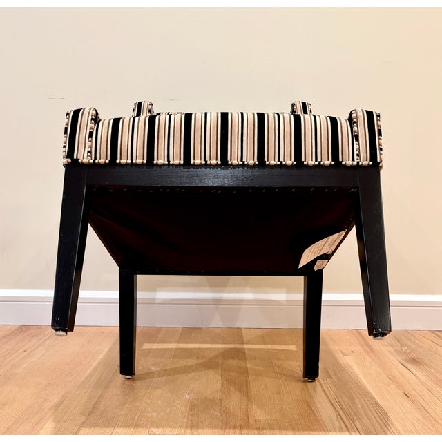 Black Eight Designmaster "Miami Host" Dining Chairs in Duralee Velvet Stripe For Sale - Image 8 of 9