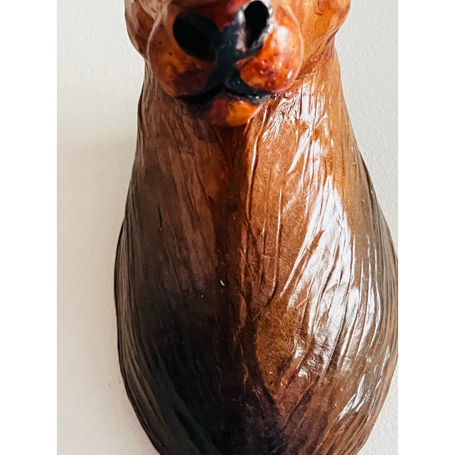 1960s 1960s Hanging Stag Head Leather Deer Head Wall Mounted Sculpture Wall Decor For Sale - Image 5 of 10