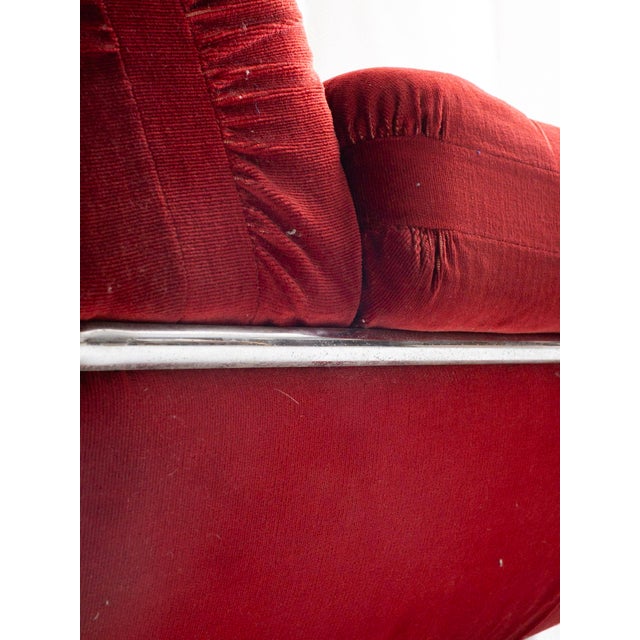 Space Age Italian Chrome and Velvet Lounge Chair For Sale - Image 11 of 11