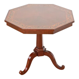 Kindel Furniture Regency Mahogany Inlaid Marquetry Pedestal Tea Table