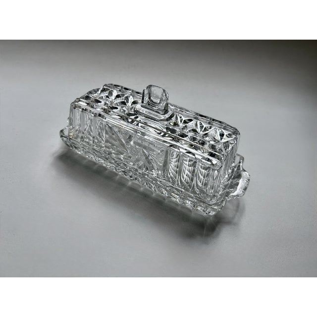 Glass Vintage Federal Glass Co. Style Covered Cut Glass Butter Dish For Sale - Image 7 of 17