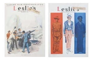 1917 Leslie's Illustrated Weekly Newspaper, Uncle Sam Americana - A Pair
