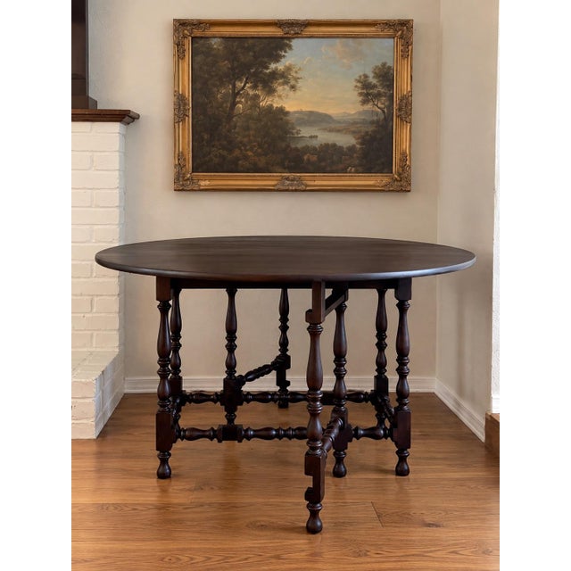 Kittinger English Kittinger Buffalo Gateleg Drop-Leaf Table With Original Black Enamel 1866 Badge and Brass Hinges, For Sale - Image 4 of 9