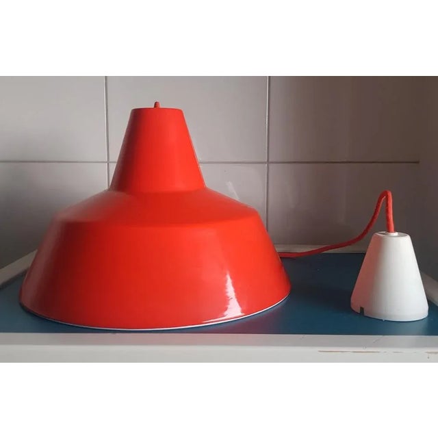 Louis Poulsen Orange Enamelled Workshop Ceiling Lamp from Louis Poulsen For Sale - Image 4 of 4