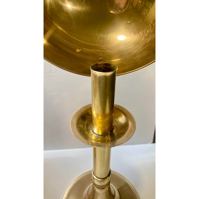 1960s Sarreid Mid-Century Modern Brass Candle Holders With Concave Reflectors a Pair For Sale In Cincinnati - Image 6 of 16