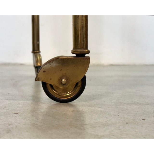 Brown Brass and Wood Bar Trolley, 1960s For Sale - Image 8 of 13