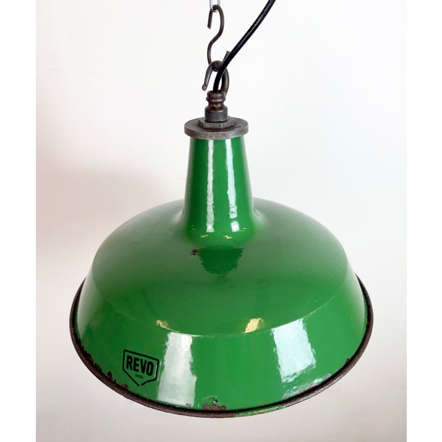 Metal Industrial Green Enamel Factory Pendant Lamp from Revo, 1950s For Sale - Image 7 of 18