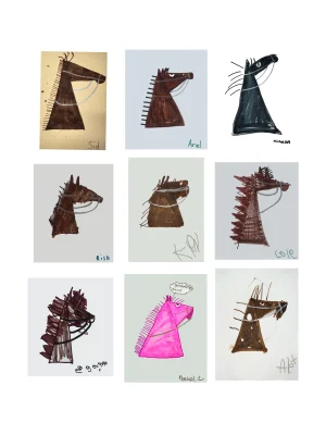 Outsider Art “Horses Together” Giclee Print