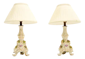 Dresden Porcelain Table Lamps, 1930s, Set of 2