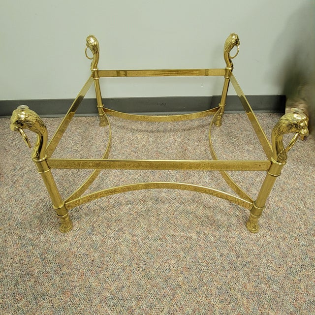 Labarge Lion's Head Brass and Beveled Glass Top Coffee Table