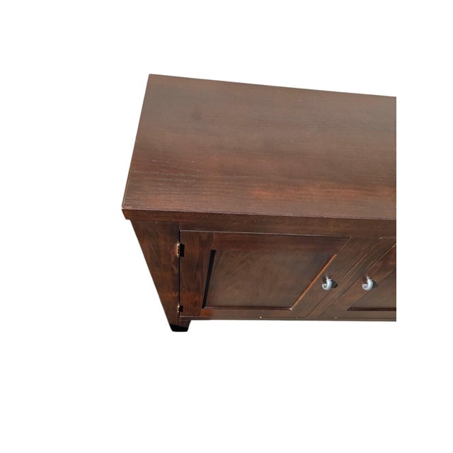 Brown Vintage Ethan Allen Horizons Buffet Sideboard Dark Walnut Buffet Console Cabinet For Sale - Image 8 of 18