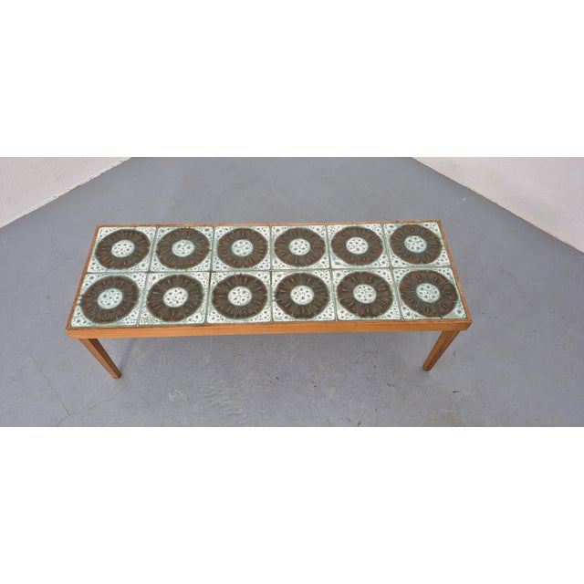 Olive Ceramic and Wood Coffee Table, Germany,1960s For Sale - Image 8 of 14