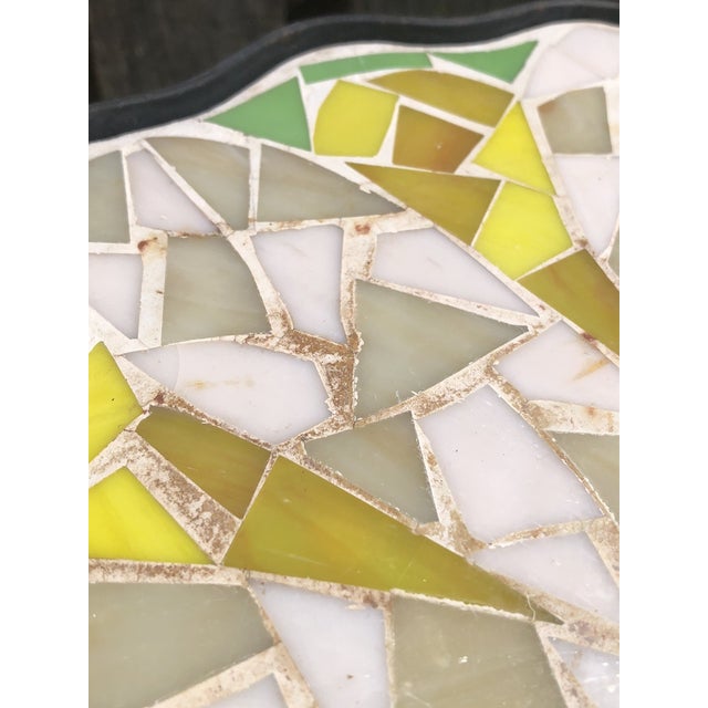 Mid-Century Modern Vintage MCM Mosaic Ceramic Yellow Flower Shape Side Table For Sale - Image 3 of 6