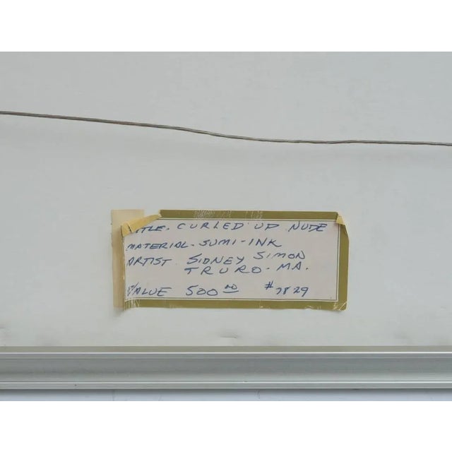 Sidney Simon (1917 - 1997) Ink Drawing of a Nude, Barnes Foundation, Sculptor, Framed For Sale - Image 4 of 4