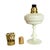 Gold Vintage French White Opaline Lamp from Lampe Berger and Opalescent Soliflore Vase, 1950, Set of 2 For Sale - Image 8 of 9