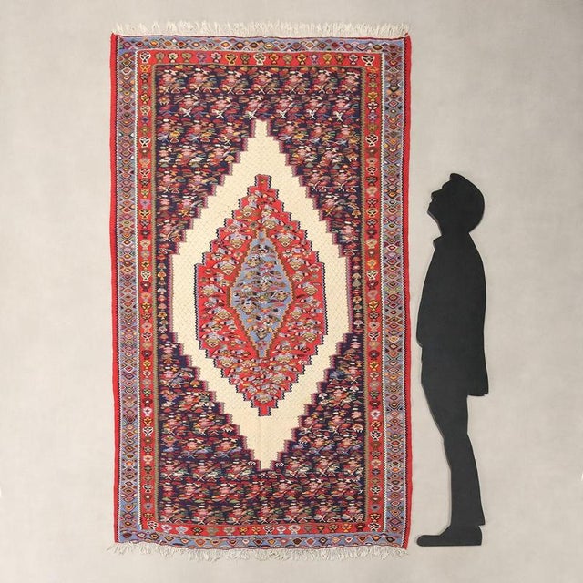 Kilim Sennè rug in cotton, extra-fine knot, hand-made. This piece is attributed to the mentioned designer/maker. It has no...