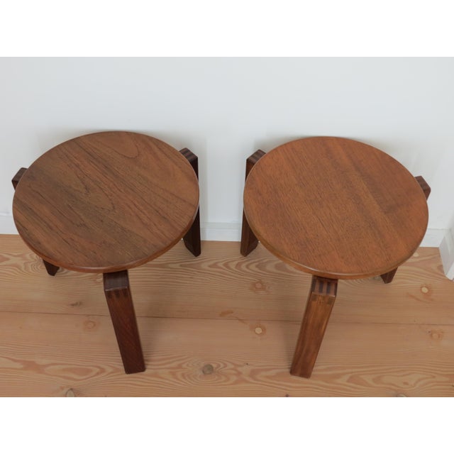 Mid-Century Modern Mid-Century Teak Round Stacking Side Tables, 1960s, Set of 2 For Sale - Image 3 of 18