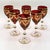 Vintage Italian Ruby Red Crystal Wine Goblets with 24k Gold Neoclassical Garlands by Interglass, 1980s, Set of 6 For Sale - Image 6 of 18